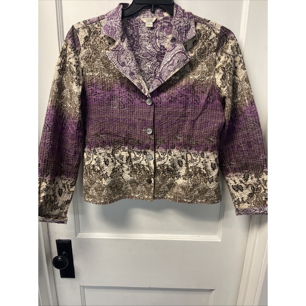 Christopher & Banks Blazer Jacket Women's Medium Quilted Floral Button Up